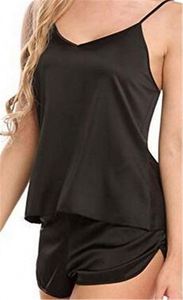 Conjuntos de Pijamas Sexys de Satén y Seda, Talla Grande 3XL, Camisola Transparente sin Mangas y Pantalones Cortos, Ropa de Dormir Rosa para Mujer - Product Image 5