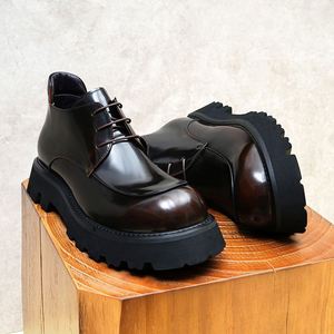 2025 Latest Summer Autumn Trendy Men's Cowhide Lace-up <b>Pointed</b> <b>Toe</b> Shoes <b>Flat</b> Sole Waterproof Breathable Lightweight Business - Product Image 1