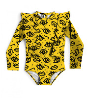 Fábrica de trajes de baño de China, traje de baño negro femenino, traje de neopreno de surfista, manga larga, corte alto, cremallera en la espalda, hombros, volantes, traje de baño