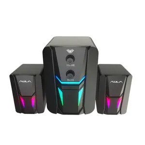 AULA N-189 Gute Qualität Profession eller Lautsprecher Holz verkabelt RGB Exquisite Mini Gaming 2.1 PC Lautsprecher