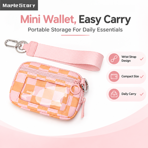 Monedero a Cuadros, Mini Bolsa Portátil con Correa para la Muñeca, Bolsa <span class=keywords><strong>de</strong></span> Almacenamiento Pequeña para Viajes, Escuela, Uso Diario, OEM Personalizado - Product Image 1