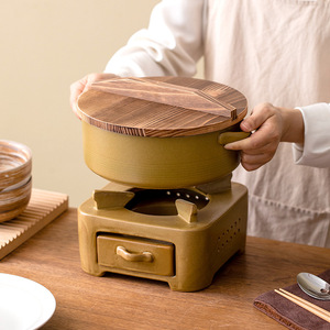 Couvercle en bois carré de haute qualité casserole en céramique 24cm de diamètre Design moderne durable ménage Restaurant utiliser gaz à main - Product Image 1