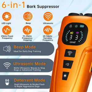 Répulsif à ultrasons pour chiens 6-en-1, anti-aboiement avec lumière LED, signal sonore et mode ultrasonique pour l'entraînement canin - Product Image 1