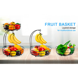 <span class=keywords><strong>Cesta</strong></span> de fruta redonda de doble capa para <span class=keywords><strong>cocina</strong></span> DaS, encimera <span class=keywords><strong>extraíble</strong></span>, <span class=keywords><strong>cesta</strong></span> de almacenamiento de frutas y verduras con gancho de plátano - Product Image 4