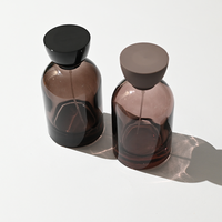 Nouveau produit, flacon de parfum rond de 50 ml, flacon de parfum noir dégradé de 100 ml avec emballage en boîte et couvercle en bois