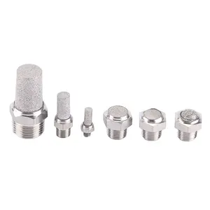 Pneumatic Muffler Stainless Steel 304 Air Fitting Exhaust Connector Electromagnetic Valve Flat Head Noise Reduce Silencer PT1/8"