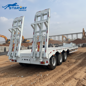 รถพ่วงกึ่งพ่วงแบบพื้นต่ำสำหรับเครื่องจักรก่อสร้าง ยี่ห้อ <span class=keywords><strong>Starway</strong></span> คุณภาพสูง แบบสามเพลา ยี่ห้อ FUWA พร้อมระบบกันสะเทือนแบบแหนบเหล็ก - Product Image 1