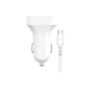 Cargador de coche - cargador de encendedor con cable micro USB, 2 puertos USB, 5V 2.4A, color blanco, ideal para cargar dispositivos - Product Image 1