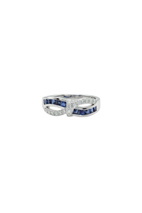 Anillo de Zafiro Azul y Diamantes en Plata de Ley 92.5 KLSR-11714 - Product Image 2