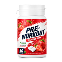OLLI Chewing-gum pré-entraînement sans sucre à la fraise, mélange L-Citrulline L-Théanine, stimule la concentration, énergie propre et durable