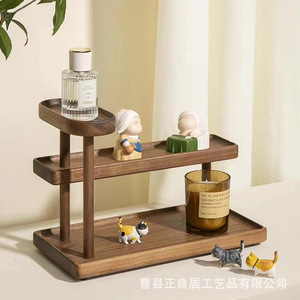 Wooden <b>Desktop</b> <b>Shelf</b> 3 Tier Rectangle Standing Type Office Organizer for Cups Cosmetics Perfumes - Product Image 2