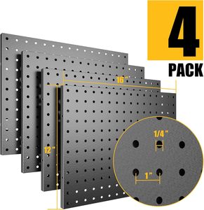 Panneaux perforés métalliques noirs pour organisateur <span class=keywords><strong>mural</strong></span>, système de <span class=keywords><strong>rangement</strong></span> pour outils de garage et établi - Product Image 2