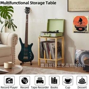 Wooden <b>Record</b> Shelf 2 Tier Storage For Vinyl Cd Dvd Magazine <b>Rack</b> - Product Image 2