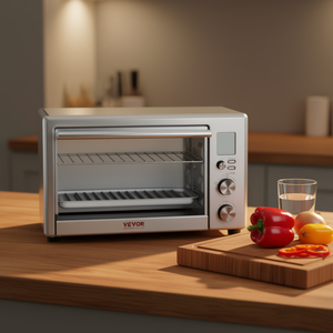 Four à convection Vevor 28L 1800W, friteuse à air, grille-pain, utilisation domestique, acier inoxydable, revêtement céramique, commande mécanique - Product Image 2