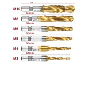 Tarauds à main Tarauds de perceuse combinés Jeu de forets à filetage spiralé