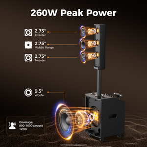 W-KING K22 Büyük Güçlü Taşınabilir Hoparlör, 5.4 PA Hoparlör için Ayrılabilir Kolon, Kablolu Mikrofon, 300-500W Çıkış Gücü, Karaoke için Ekran - Product Image 3