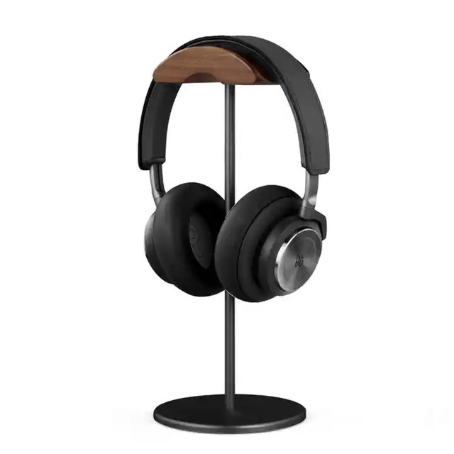 Lantronlife Black Walnut Wood Aluminum Alloy Newest Desktop Gaming Headset Stand Holder Headphone Accessories