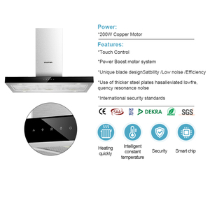 <span class=keywords><strong>Hotte</strong></span> <span class=keywords><strong>aspirante</strong></span> d'îlot à commande tactile électrique à faible bruit avec verre trempé et lampes LED pour une utilisation domestique en cuisine - Product Image 3