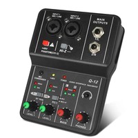 Console de mixage pour enregistrement vocal en direct et streaming ; Alimentation fantôme 48V ; Interface PCI ; Console de mixage compacte 2 canaux Q12