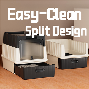 घरेलू उपयोग के लिए ओएम की आपूर्ति के लिए आसान आयताकार संलग्न विस्तृत स्पष्ट खिड़की प्लास्टिक बिल्ली कूड़े बॉक्स - Product Image 4