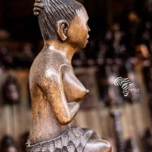 RENART AFRIKAN Escultura Abstracta Africana Tallada en Madera del Congo DR, Arte Tribal Hecho a Mano, Decoración Moderna - Product Image 1
