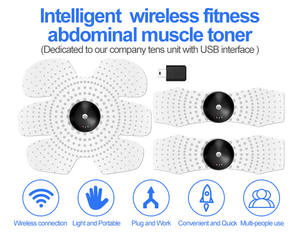 Estimulador <span class=keywords><strong>muscular</strong></span> inalámbrico EMS, entrenador de terapia física, masajeador TENS Abdominal, batería recargable, Control de sincronización, cinturón de almohadilla de Gel - Product Image 2
