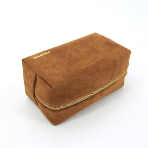 Pochette cosmétique en daim personnalisée, couleur <span class=keywords><strong>camel</strong></span> doux, trousse de maquillage de luxe, organiseur de toilette de voyage en daim - Product Image 6