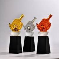 Trofeo de Cristal para Tenis de Mesa con Grabado Láser de Forma Geométrica Personalizable al por Mayor