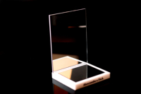 Plaque de présentation de nom de marque en acrylique miroir personnalisée de luxe avec logo, pour comptoir de boutique de détail