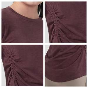 Camiseta Deportiva de Manga Larga para <span class=keywords><strong>Mujer</strong></span>, con Logotipo Personalizado, de Lana Merino, de Secado Rápido, Resistente a las Arrugas, Elástica en 4 Direcciones, Ajustada, para Pilates y Running - Product Image 3