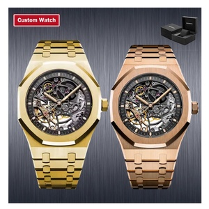 Reloj de Pulsera Automático de Lujo para Hombre, Caja de Acero Inoxidable Dorado, 42 mm, Cronógrafo, Logotipo Personalizado, Resistente al Agua, Mecánico, de Cuarzo, para Negocios - Product Image 1