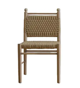 Sedia da pranzo moderna in legno massello di alta qualità sedia a casie con schienale intrecciato in corda