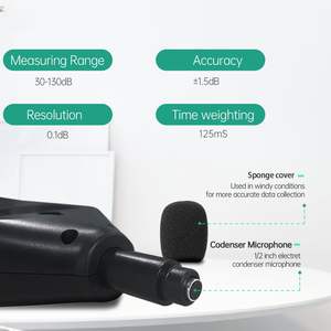 Sonmètre portable, mesureur <span class=keywords><strong>de</strong></span> niveau sonore, <span class=keywords><strong>lecteur</strong></span> <span class=keywords><strong>de</strong></span> niveau sonore portable, plage <span class=keywords><strong>de</strong></span> mesure 30-130 dB, écran LCD rétroéclairé pour la maison - Product Image 5