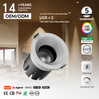 Projecteur encastré COB anti-éblouissement UGR<3 d'usine d'éclairage d'origine, OEM ODM, logo laser personnalisé, éclairage intérieur commercial