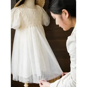 YOEHYAUL Factory Custom Kids Smocked Dress For Girls Puff Sleeve Baby Girls Cotton Dress Latest Children Dress Designs