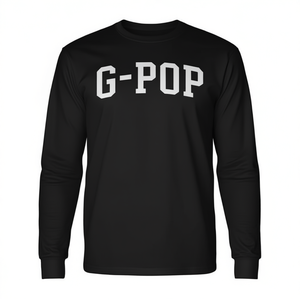 Camiseta de manga larga G-Pop, cuello redondo negro, ropa unisex - Product Image 2