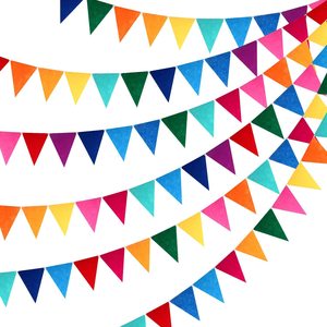 <span class=keywords><strong>Guirlande</strong></span> de bannières fanions en tissu de feutre arc-en-ciel, décorations multicolores pour fête d'anniversaire - Product Image 1