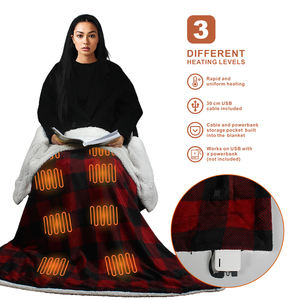 Eco-friendly Electric Quilted Throw <strong>Blanket</strong> with Heating Wire and Sherpa Fleece USB Powered Customizable for Winter Use - Product Image 2
