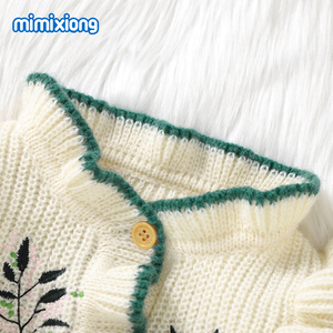 2023米米雄荷花领婴儿针织连裤长袖学步连身衣女童服装 - Product Image 2