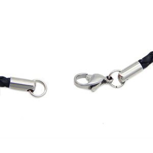 Collier en cuir tressé avec boucle de homard en acier inoxydable DIY - Product Image 4