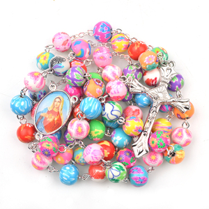 <span class=keywords><strong>Collier</strong></span> chapelet coloré <span class=keywords><strong>avec</strong></span> de belles perles en argile polymère Saints <span class=keywords><strong>Image</strong></span> connecteurs pour hommes femmes enfants utilisés dans l'église - Product Image 5