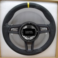 Volante Deportivo de Alcántara sin Botones Compatible con Modelos Porsche 911/718/Panamera/Cayenne/Macan/Taycan, Todas las Series, Actualización
