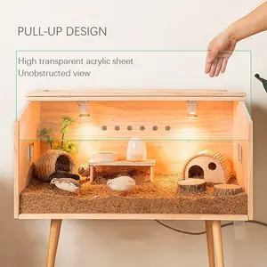 2022 ahşap Hamster kafesi DIY ahşap akrilik kafes Rutin tavuk Chinchilla ahşap besleme kutusu küçük evcil hayvanlar için