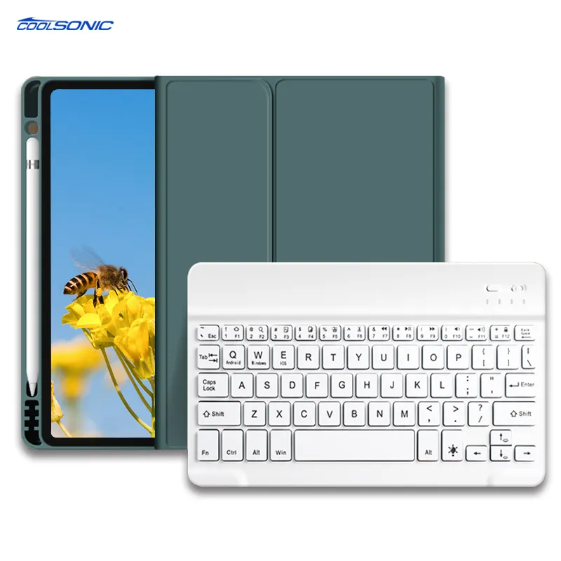 Casing Penutup Lipat Desain Modis Keyboard BT untuk iPad 9th 8th Generasi Ke-7 Casing Keyboard Nirkabel Casing Magnetik untuk iPad 10.2