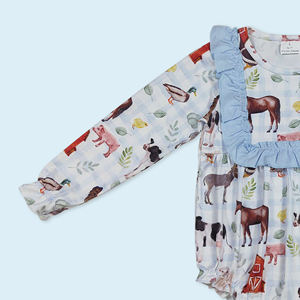 Ropa RTS al por mayor para niños, mameluco de animales de granja para niñas, ropa de diseño de primavera y otoño - Product Image 2