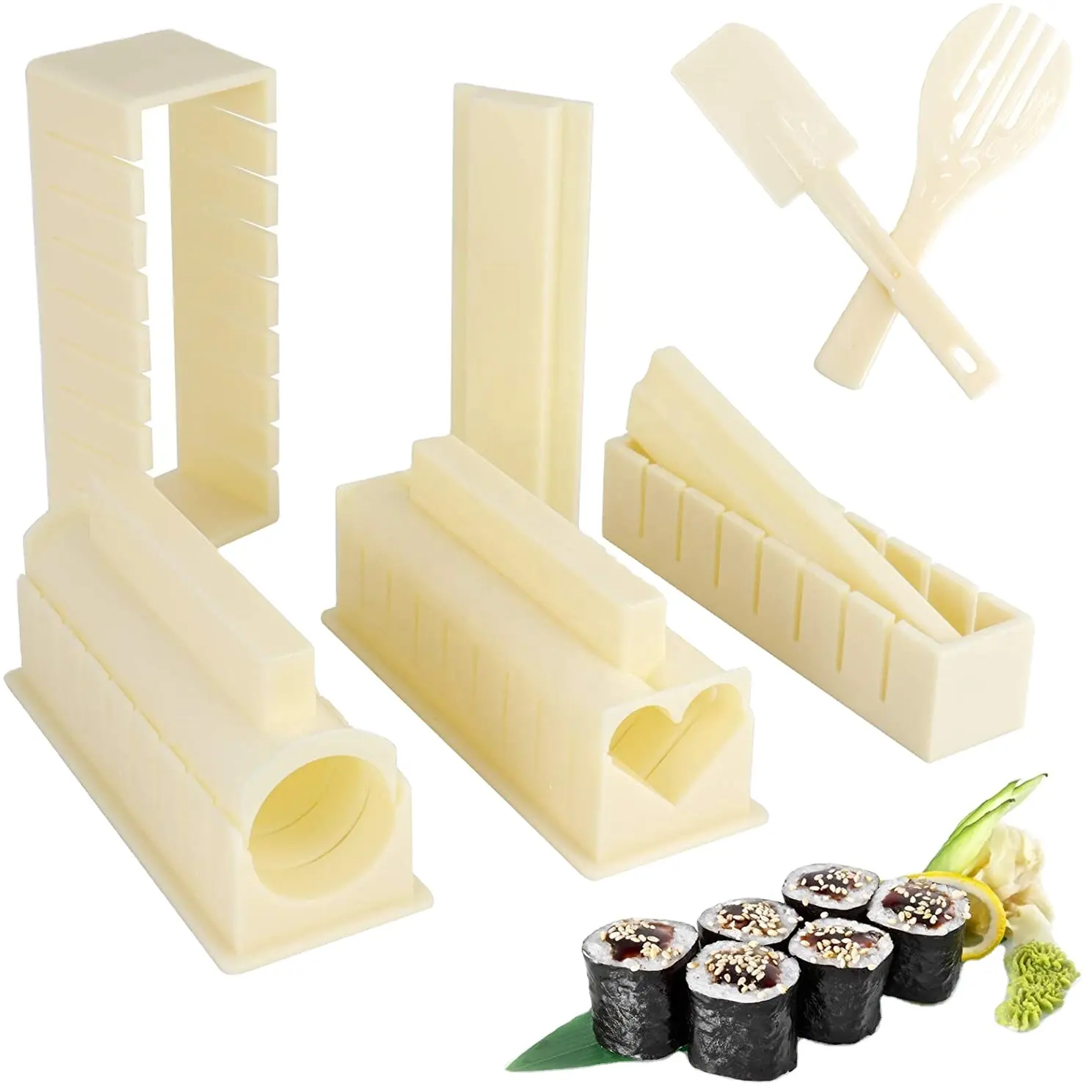 寿司作りキット10個プラスチック寿司ライスロールモールドメーカーキットホームキッチン寿司初心者のためのDIYツール