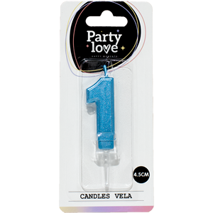 Vela de Cumpleaños Número 1 Azul Party Love de 4.5 cm - Product Image 1