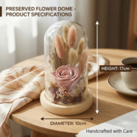 Mini Bouquet de Roses Éternelles sous Cloche en Verre – Décoration Florale Délicate pour Table – Qualité Studio – Rose – Saint-Valentin