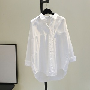 T26407 Camicetta da Donna a Maniche Lunghe, Monopetto, Collo Rovesciato, Tinta Unita Bianca, Stile Casual di <span class=keywords><strong>Mezza</strong></span> <span class=keywords><strong>Stagione</strong></span> - Product Image 2