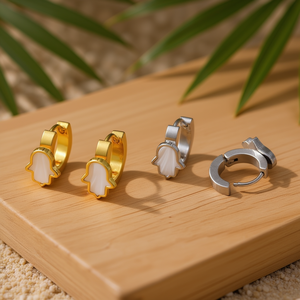 Orecchini a Cerchio Angelina con Design a Conchiglia Palmare in Acciaio Inossidabile Oro e Argento 6mm Stile Classico Unisex - Product Image 2